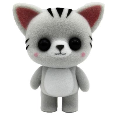 China non-toxic material & Good Cartoon Tiger Animal Mini Soft Custom Painting PVC Flocked Figures, 3D Flocked Vinyl Figure Animal Toy for sale