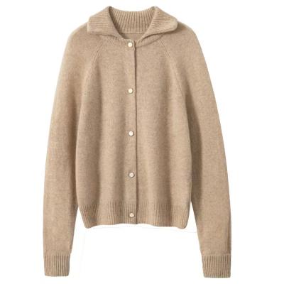 China 100% Pure Cashmere Genuine Goods At Reasonable Price Casual Single Breasted Beige Knitted Top for sale