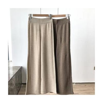 China 100% Cashmere Reputation Good Style 100% Pure Cashmere Apricot Khaki Khaki Women's Wide Leg Pants for sale