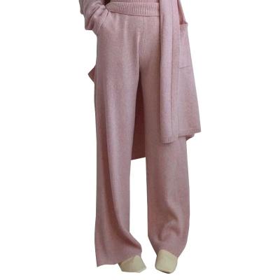 China 100% pure cashmere best selling personality leg pink pants wide waist pure cashmere top for sale