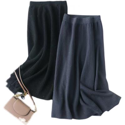 China Wholesale High Quality 100% Pure Cashmere Sky Blue Color Cashmere High Waist Pleated Skirt for sale