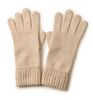 China 100% Pure Cashmere Best Price Ladies 100% Pure Cashmere Knit Small Twisted Flower Hollow Out Mittens for sale