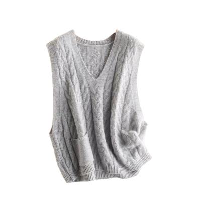 China 100% Other Outstanding Quality Breathable Pure Cashmere V Collar Women's Loose Vest for sale