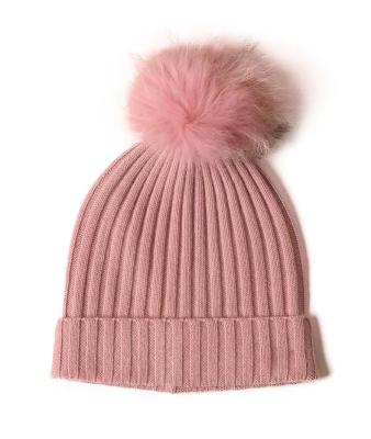 China Highest Quality 100% Pure Cashmere 100% Pure Cashmere Ladies Wool Ball Decorative Knit Hat for sale