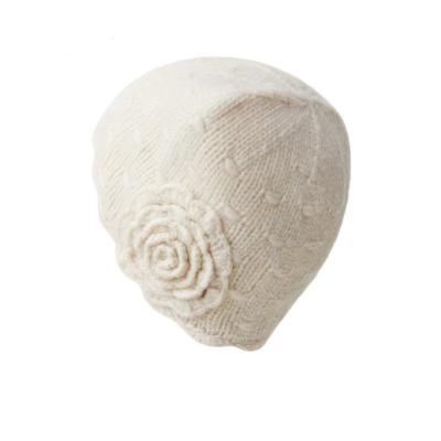 China 100% Pure Good Reputation Winter Cashmere Flat Flower Comfortable Thickened Hat for sale