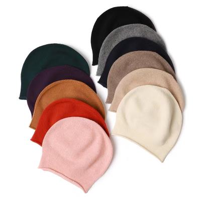 China Autumn And Winter Warm Cute 100% Pure Pure Cashmere Hemmed Hat 100% Cashmere Reasonable Prices for sale