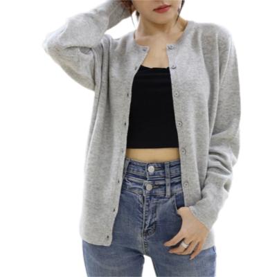 China Factory wholesale anti-pilling gray women's slim cashmere cardigan for sale