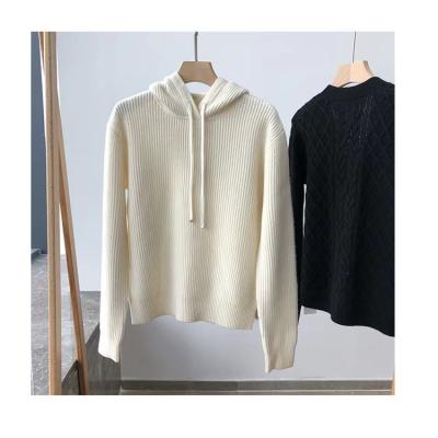 China Reasonable Price 100% Pure Cashmere Breathable Loose Warm Hooded Casual Knitted Sweater for sale