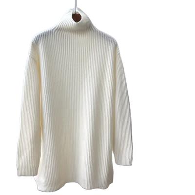 China 100% Pure Cashmere New Product Listing Long Sleeve White Neck Top Knitted Ladies Sweater for sale