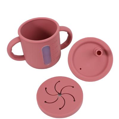 China Fashion.eco-friendly Microwave and Dishwasher safe Easy to clean 200ml Graduated Snack cup and silicone drinking cups with lids and straw for baby for sale