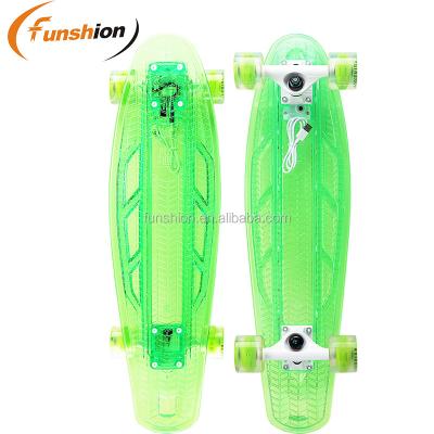 China Youth 22 Inch LED Skateboard Penny PC Skate Plastic Clear Board For Girls for sale