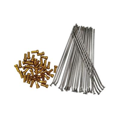 China Stainless Steel Spokes and Gold Alloy Nipples for Motorcycle Repair/Replacement for sale