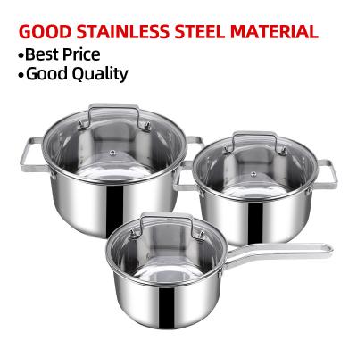 China Stocked 2022 6 Pcs Stainless Steel Cookingware Sets Casserole Kitchenware Ollas Cookware Sets Cooking Pot Set for sale