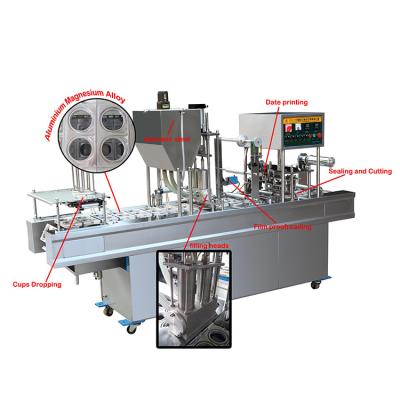 China Cup Filling Sealing Machine for Automatic Pneumatic Liquid Sauce Fruit Juice Milk Coffee Water Yogurt Plastic 1500 Cups for sale