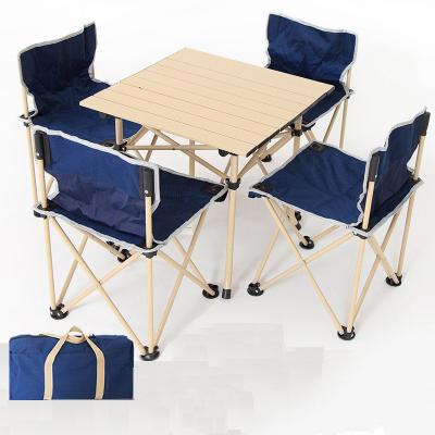 China Easy Carry 5PCS Set Folding Table And Chair Set Outdoor Portable Barbecue Camping for sale