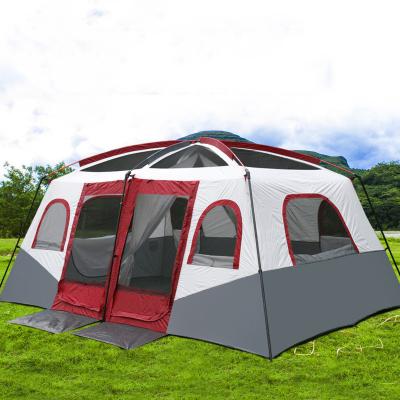 China Ultra-large double layer waterproof UV-resistant 6/8/10 person camping tent family travel outdoor two chamber self driving tent large space for sale