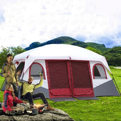 China Ultralarge 8 person double layer 2living rooms family outdoor UV-resistant camping tent in big space good quality tent for sale