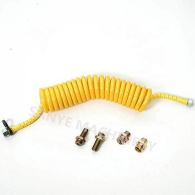 China Yellow Spiral Transport PU 12*8mm Trailer Service Air Line Coils Air Tube Coiled With Nuts for sale