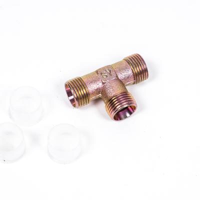 China carbon steel and iron factory direct T type fitting tee iron joint connector with nut M16*1.5 for sale