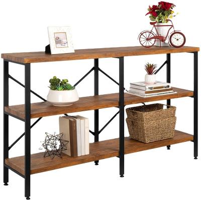 China 3-Tier Console Table 55in Rustic Modern Sofa Table, Industrial Fireplace Table For Living Room for sale