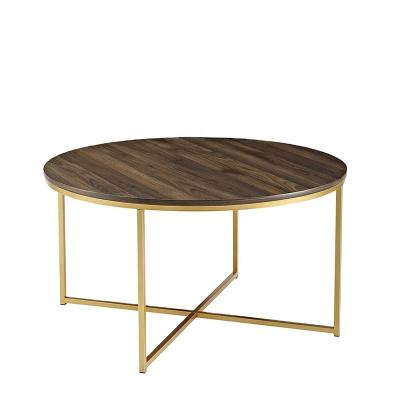 China Mid Century Modern Round 91cm Modern Coffee Table With X-base For Living Room for sale