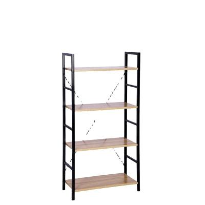 China Shelving Modern Unit Shelving Storage 4 Tiers Shelves Bookcase Garage Shed Storage Rack Black Oak and Wood Light for sale