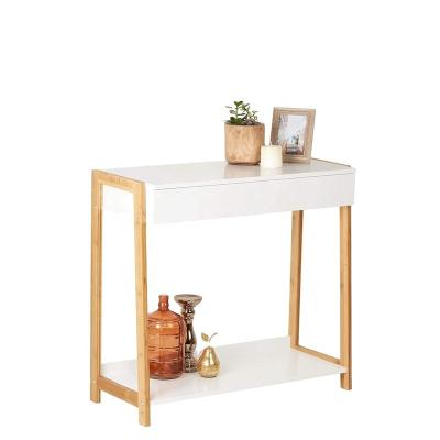 China Modern bamboo and white console table with drawer hallway console table for sale