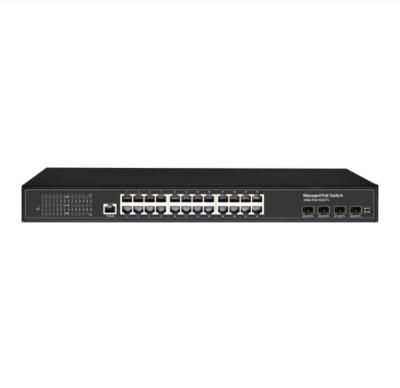 China CCTV Surveillance 24 x 10/100/1000Mbps LAN PoE+ Video Port Plus 4 x 10Gbps Fiber SFP+ L2 L3 Managed 10G Ethernet PoE Switch for sale