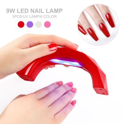 China Jinyi 9W LED Gel Quick Cure Rainbow Shape 4 Colors ABS Plastic Professional Beauty Salon USB Mini Small Portable 3PCS Lamp Beads UV Led Nail Lamp for sale