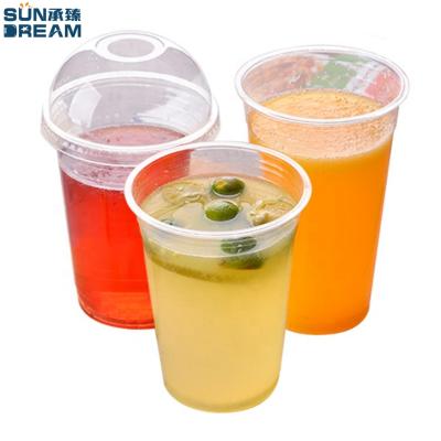 China Custom Print Sustainable Biodegradable Clear Disposable Clear Plastic PLA Cold Drink Cups With Flat Lids for sale