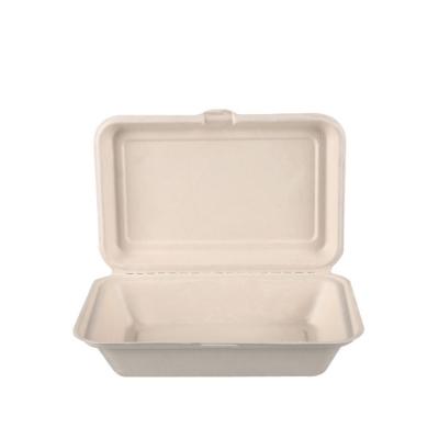 China Food packaging 9*6 inch bagasse pulp disposable tableware take away package with cover for sale