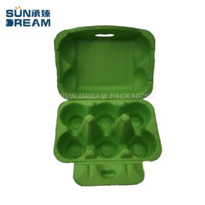 China Recyclable Manufacturers Customized A Variety Of Color Blue Green Egg Paper Holder Dry Pressing Renewable Pulp Mold Tray Box for sale