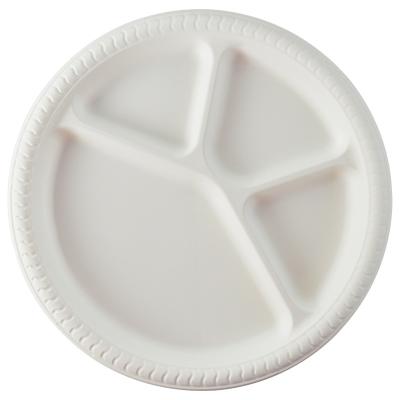 China Large Disposable Food Dish 11 Inch Four Grate Western Food Plastic Multi Grid Fast Food Light Food Dish for sale