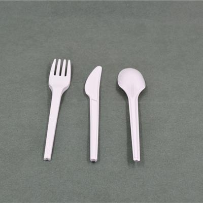 China Food Packaging PLA Material Degradable Knife Fork Spoon Cornstarch Disposable Tableware for sale