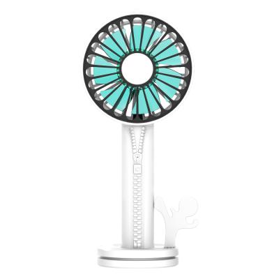 China Portable Desktop Air Fan Phone Holder Stand Fan/Travel Mini Usb Rechargeable Electric Handheld Fan Power Bank with Mirror for sale