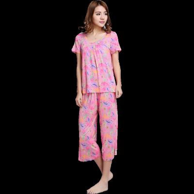 China Vietnam Breathable Loose Floral Ladies Custom Bamboo Lounge Sets Women's Pajamas Sleepwear for sale