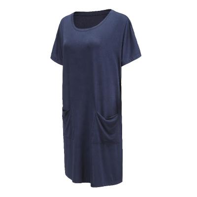 China Mutiply Breathable Plus Size Colors Ladies Bamboo Summer Fabric T-shirt Solid Nightgowns With Pocket Women Sleepwear Dress for sale