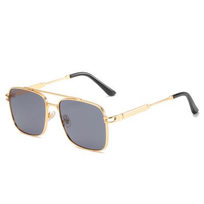 China Amazon Tiktok Styles Style Fashion Double Bridge Metal Pilot Frame Glass 2022 New Hot Retro Classic Square Sunglasses Men Driving Outdoor UV400 Eyewear for sale