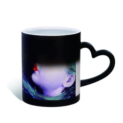 China Disposable DIY Customized 350ML Ceramic Magic Photo LOGO Text Hot Water Change Mug Print Image Color DIY Sublimation Mug for sale