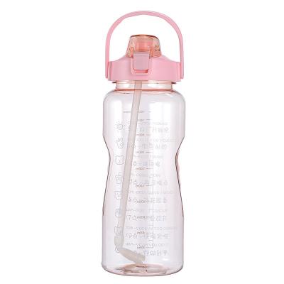 China Super-Capacity Sustainable PC Sports Portable Straw Outdoor Drop-Proof Frosted Two-Color Portable Water Bottle for sale