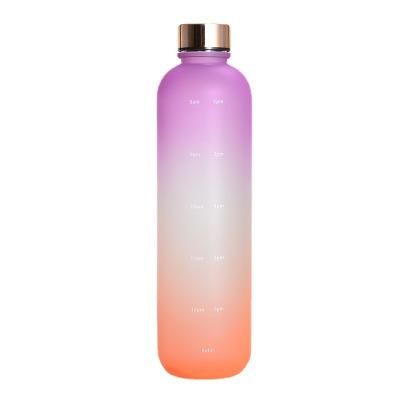 China Gradient Color Sports Fitness Water Cup Large Capacity Sustainable Plastic Outdoor Frosted Upright Water Bottle for sale