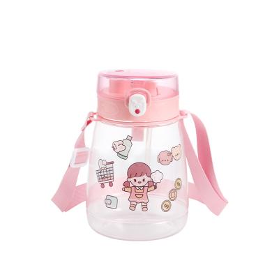 China Sippy Cup Viable Sublimation Kids Outdoor Sports Clear Plastic Water Bottle With Cute Stickers for sale