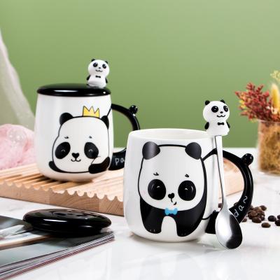 China Panda Mug Cute Ceramic Coffee Disposable Cup With 3D Panda Lid And Spoon Cute Cups Novelty Tea Milk Coffee Cup For Women Girls Boys for sale