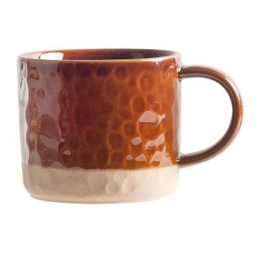 China Viable Promotional Anti-Slip Bottom Underlay Japanese Painted Mug 400ml Retro Mug With Anti-scalding Handle for sale