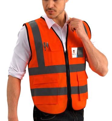 China Outdoor work and office protection device China factory wholesale adult reflective vest reflective brand black safety vest for sale