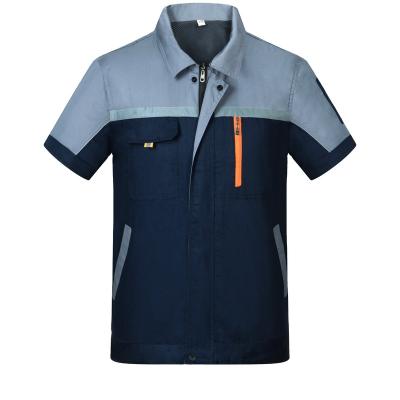 China Outdoor Work And Office Work Shorts Sleeve Summer Polyester Cotton Jacket Reflective Working Uniform Set for sale