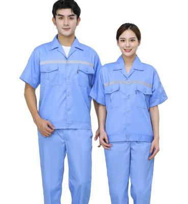 China Outdoor and Office Work Shorts Sleeve Summer Polyester Cotton Construction Uniform Cheap Working Uniform Set for sale