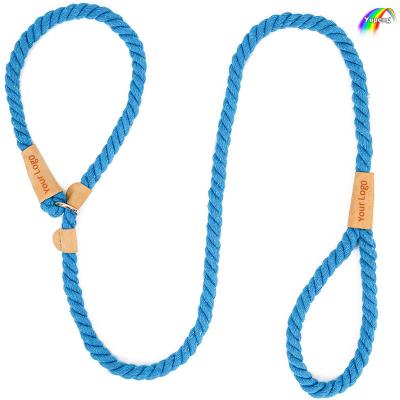 China Good Quality Cotton Rope Leash Reflective Eco-friendly Dog Long Lead Training Dog Leash Collar Set 10-15mm Diameter for sale