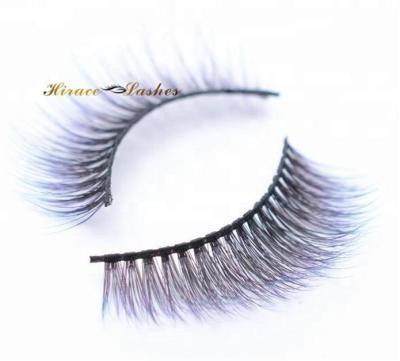 China Qingdao Natural Soft 3D Lashes Eyelashes Cruelty Free 100% Silk Ombre Color Lashes for sale