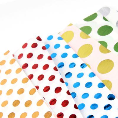 China Recycled Custom Polka Dot Tissue Gift Wrap Paper Metallic Volume Polka Dot Logo Brands Names Foiled Tissue Materials For Wrapping for sale